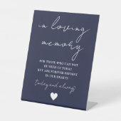 In Love Memory Elegant Script Navy Blue Sockelschild (Vorderseite)