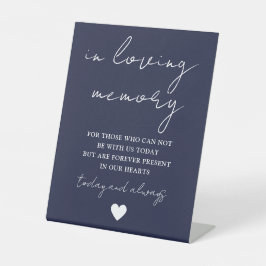 In Love Memory Elegant Script Navy Blue Sockelschild