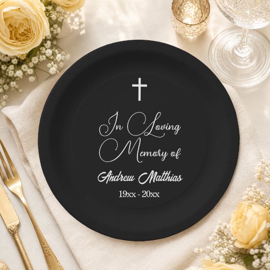 In Love Memory Elegante Beerdigung Pappteller