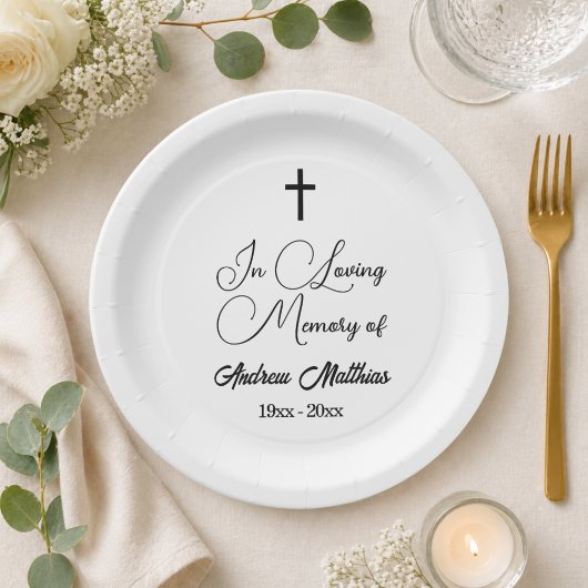 In Love Memory Elegante Beerdigung Pappteller