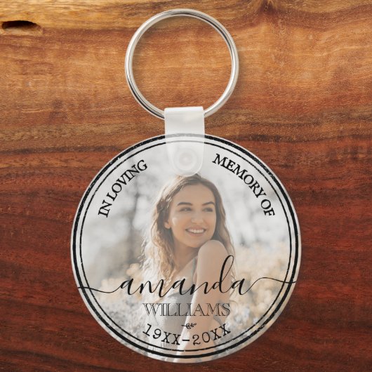 In Love Memory | Elegante Gedenkstätte | Name, Fot Schlüsselanhänger (Vorderseite)