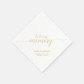 In Love Memory | Elegante Gold Script Memorial Na Serviette (Ecke)