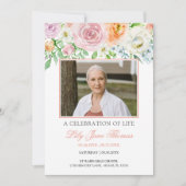 In Love Memory Elegante Peach Rose Beerdigung Einladung (Vorderseite)