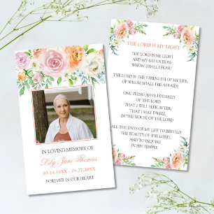 In Love Memory Elegante Peach Rose Beerdigung Visitenkarte