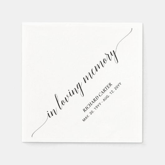 In Love Memory | Elegante Script Memorial Funeral Serviette (Vorderseite)