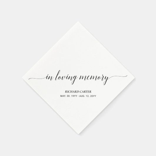 In Love Memory | Elegante Script Memorial Funeral Serviette (Ecke)
