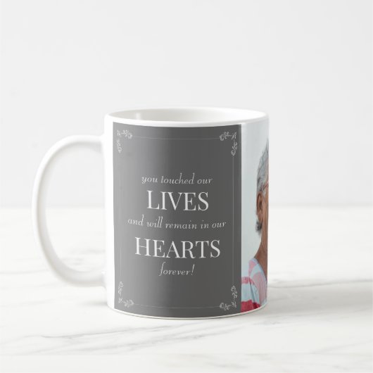 In Love Memory Elegante Tribute Funeral Gray Coff Kaffeetasse (Links)