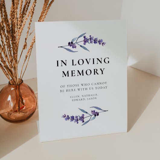 In Love Memory Eleganter Blumenlavender Sockelschild