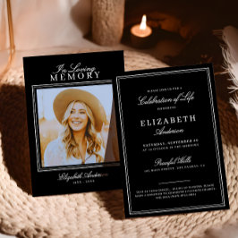In Love Memory Elegantes Script & Foto Memorial Einladung