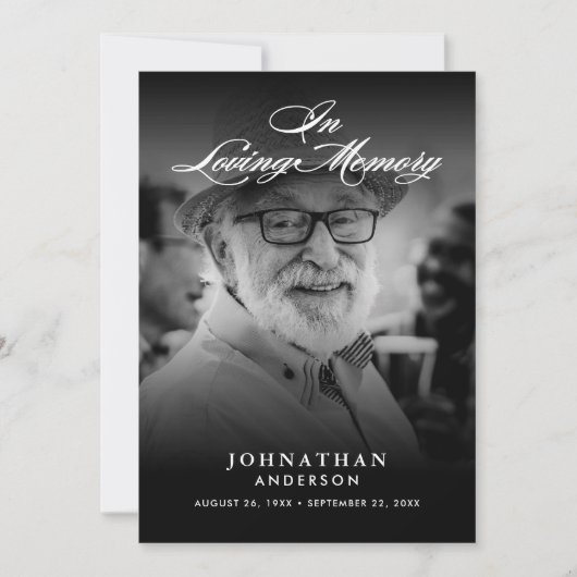 In Love Memory Elegantes Skript 2-Foto Tod Ankündigung (Vorderseite)