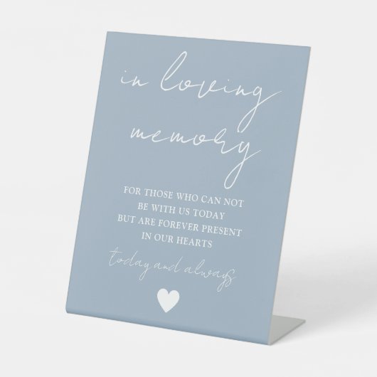 In Love Memory Elegantes Skript Dusty Blue Sockelschild (Vorderseite)