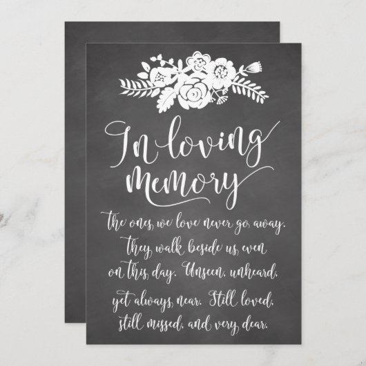 In Love Memory Erinnerung Hochzeitszeichen (Vorne/Hinten)