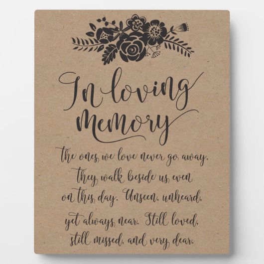 In Love Memory Erinnerung Hochzeitszeichen Fotoplatte (Vorderseite)