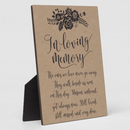 In Love Memory Erinnerung Hochzeitszeichen Fotoplatte (Seite)