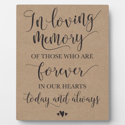 In Love Memory Erinnerung Hochzeitszeichen Fotoplatte (Vorderseite)