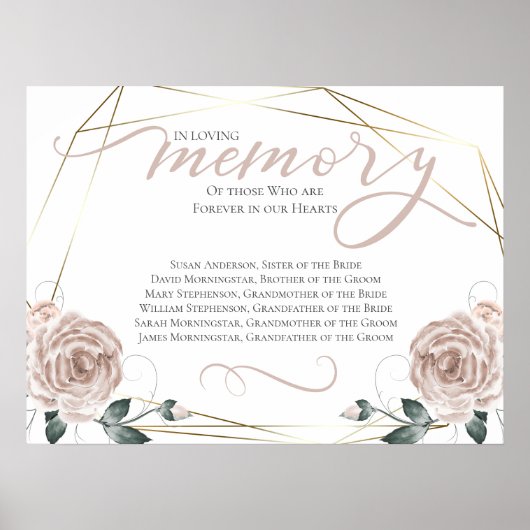 In Love Memory Erinnerung Hochzeitszeichen Poster (Vorne)