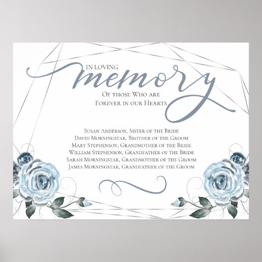 In Love Memory Erinnerung Hochzeitszeichen Poster (Vorne)