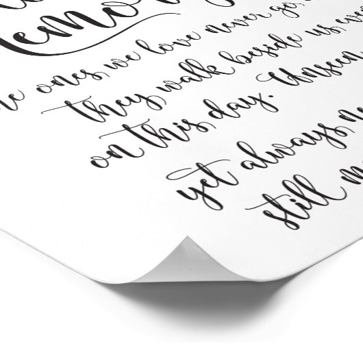 In Love Memory Erinnerung Hochzeitszeichen Poster (Ecke)