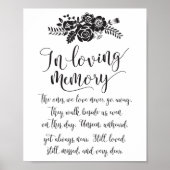 In Love Memory Erinnerung Hochzeitszeichen Poster (Vorne)