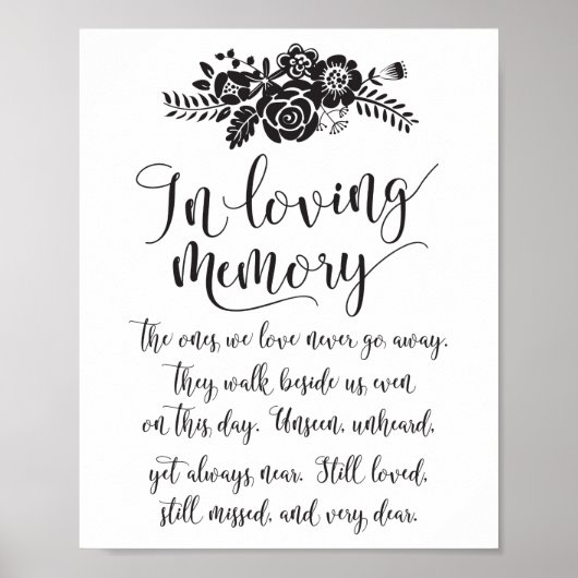 In Love Memory Erinnerung Hochzeitszeichen Poster (Vorne)