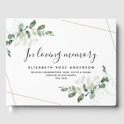 In Love Memory Eucalyptus Funeral Gästebuch (Vorderseite)