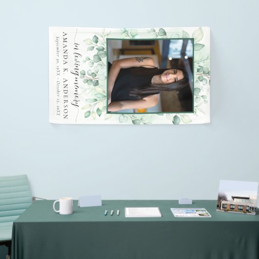 In Love Memory Eucalyptus Greenery Services Banner (Messeveranstaltung)