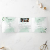 In Love Memory Eucalyptus Greenery Services Dreifach Gefaltete Karte (Innenseite)