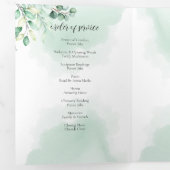 In Love Memory Eucalyptus Greenery Services Dreifach-gefaltete Programmkarte (Innen Erste Seite)