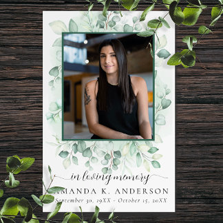 In Love Memory Eucalyptus Greenery Services Poster