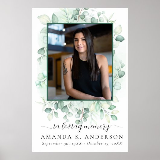 In Love Memory Eucalyptus Greenery Services Poster (Vorne)