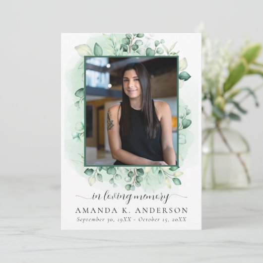 In Love Memory Eucalyptus Greenery Services Programm (Stehend Vorderseite)