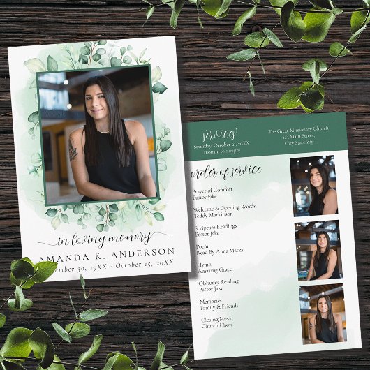 In Love Memory Eucalyptus Greenery Services Programm