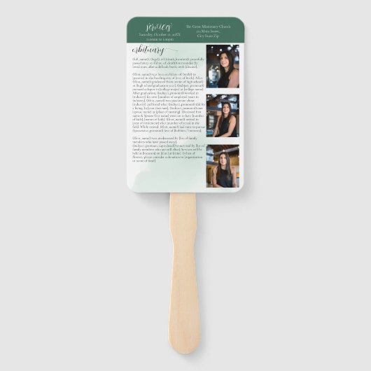 In Love Memory Eukalyptus Greenery Obituary Fächer (Rückseite)