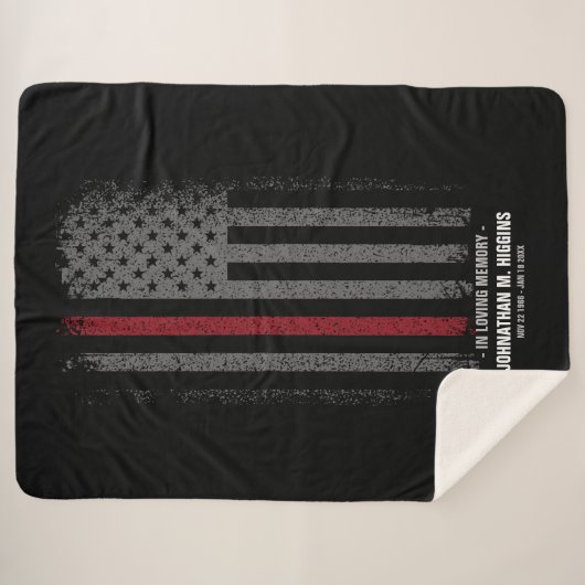 In Love Memory FireFighter Thin Red Line Flag Sherpadecke (Vorderseite (Horizontal))