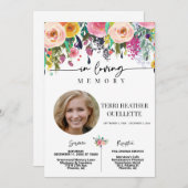 In Love Memory Floral Beerdigung Memorial Service Einladung (Vorne/Hinten)