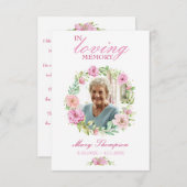 In Love Memory Floral Foto Beerdigung Gebetskarte Einladung (Vorne/Hinten)