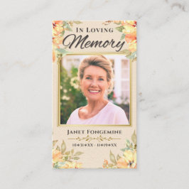 In Love Memory Floral Foto Beerdigung Gebetskarte Visitenkarte