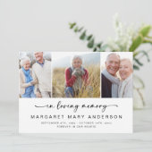 In Love Memory Foto Beerdigung Beileid Vielen Dank Karte (Stehend Vorderseite)