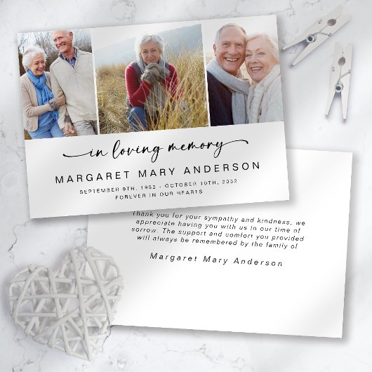 In Love Memory Foto Beerdigung Beileid Vielen Dank Karte