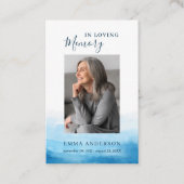 In Love Memory Foto Beerdigung Blue Prayer Card Visitenkarte (Vorderseite)