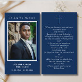 In Love Memory Foto Beerdigung Blue Prayer Card Visitenkarte