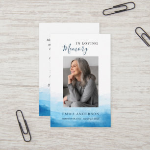 In Love Memory Foto Beerdigung Blue Prayer Card Visitenkarte