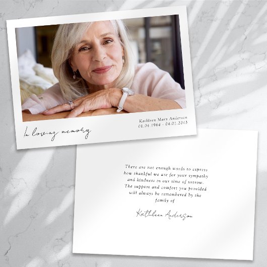 In Love Memory Foto Beerdigung Dankeskarte