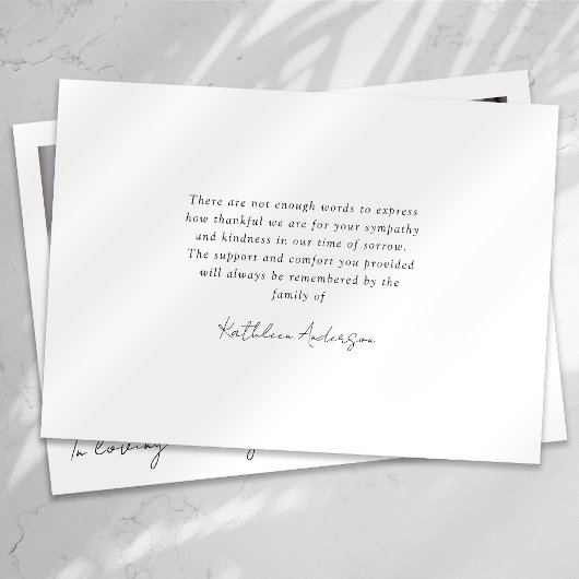 In Love Memory Foto Beerdigung Dankeskarte