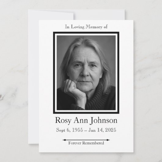 In Love Memory Foto Beerdigung Einladung (Vorderseite)