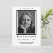 In Love Memory Foto Beerdigung Einladung (Stehend Vorderseite)