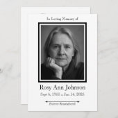 In Love Memory Foto Beerdigung Einladung (Vorne/Hinten)