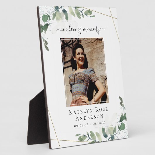 In Love Memory Foto Beerdigung Eukalyptus Memorial Fotoplatte (Seite)