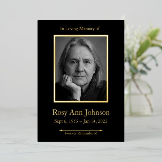 In Love Memory Foto Beerdigung Folieneinladung (Stehend vorne)