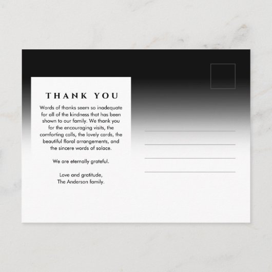 In Love Memory Foto Beerdigung/Memorial Vielen Dan Postkarte (Rückseite)